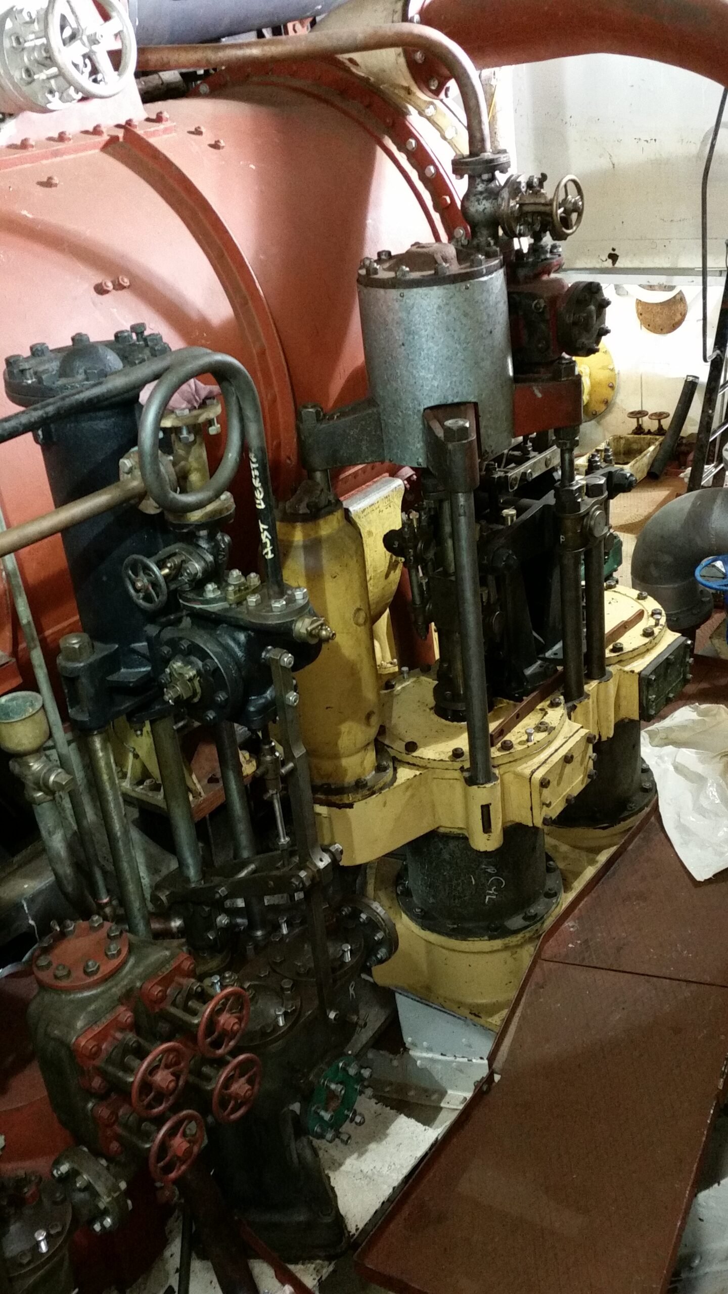 Aft feed pump and air pump Port side engine room