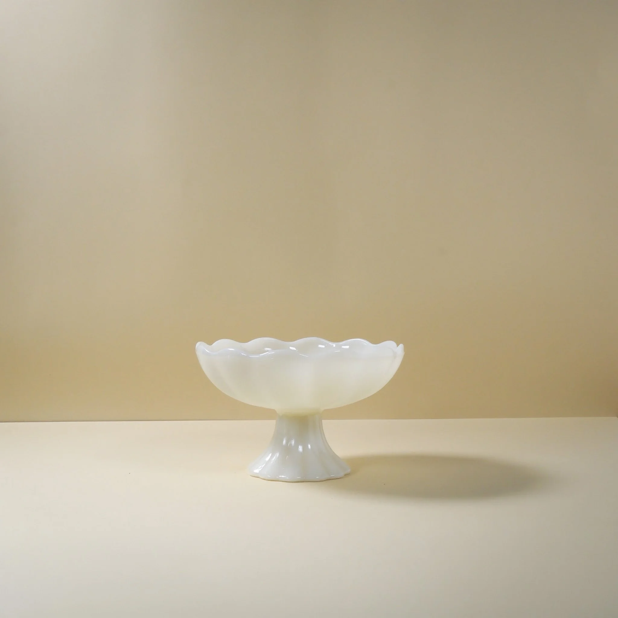 Milkglass Scalloped Footed Vase