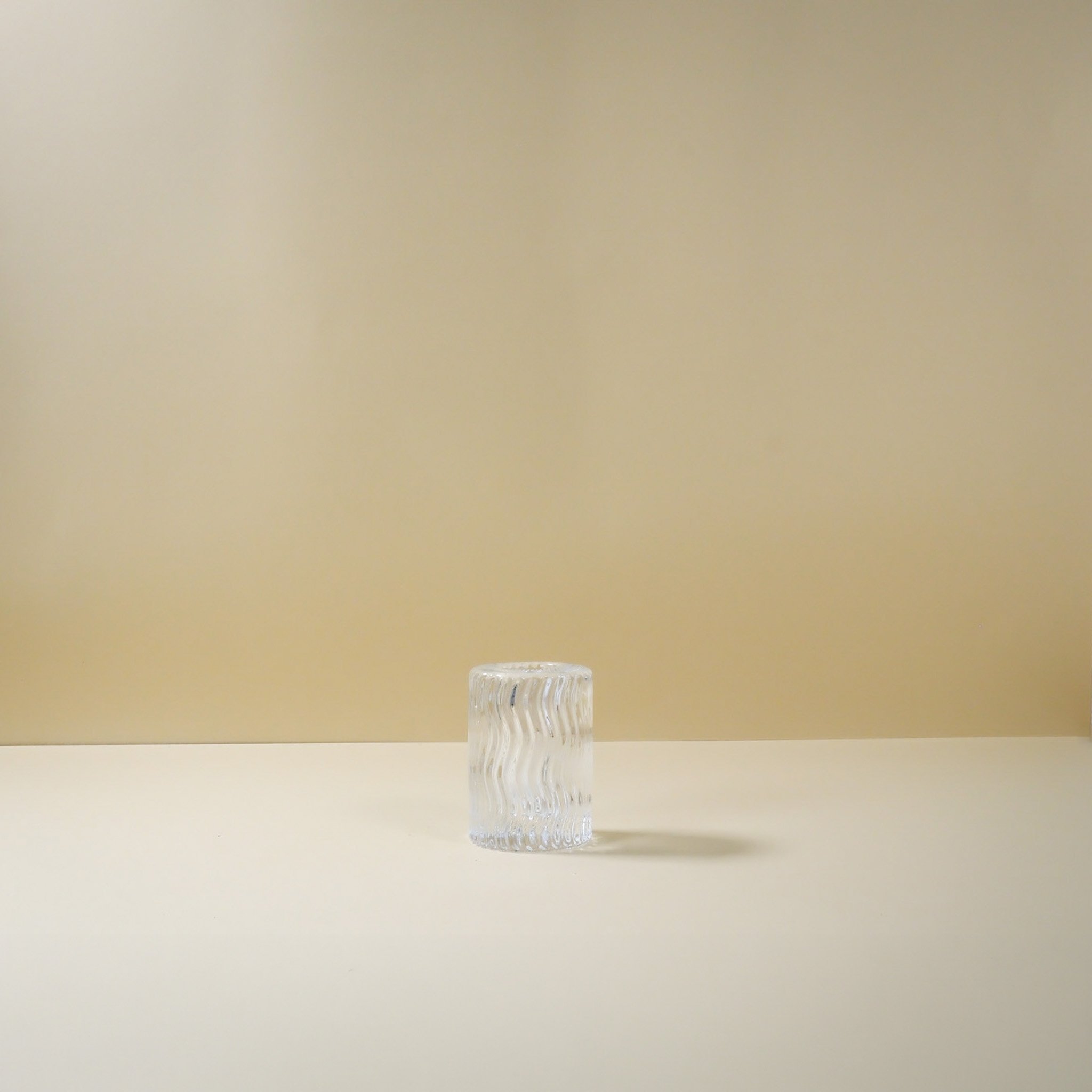 Ribbed Round Glass Candle Holder Medium