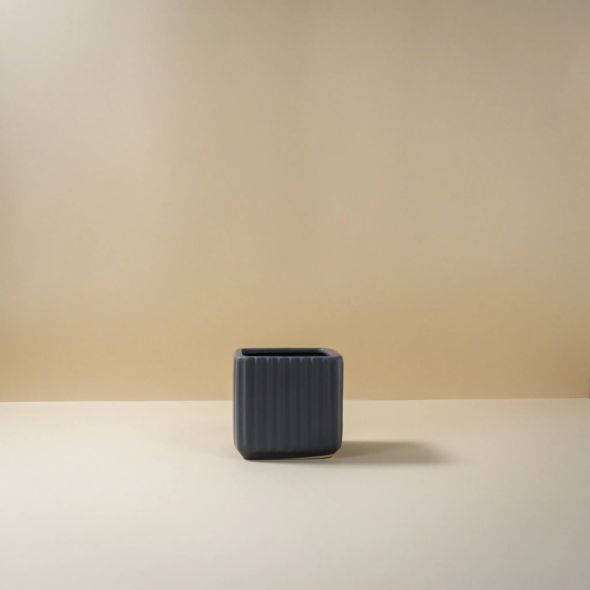 Square Ribbed Vase Small