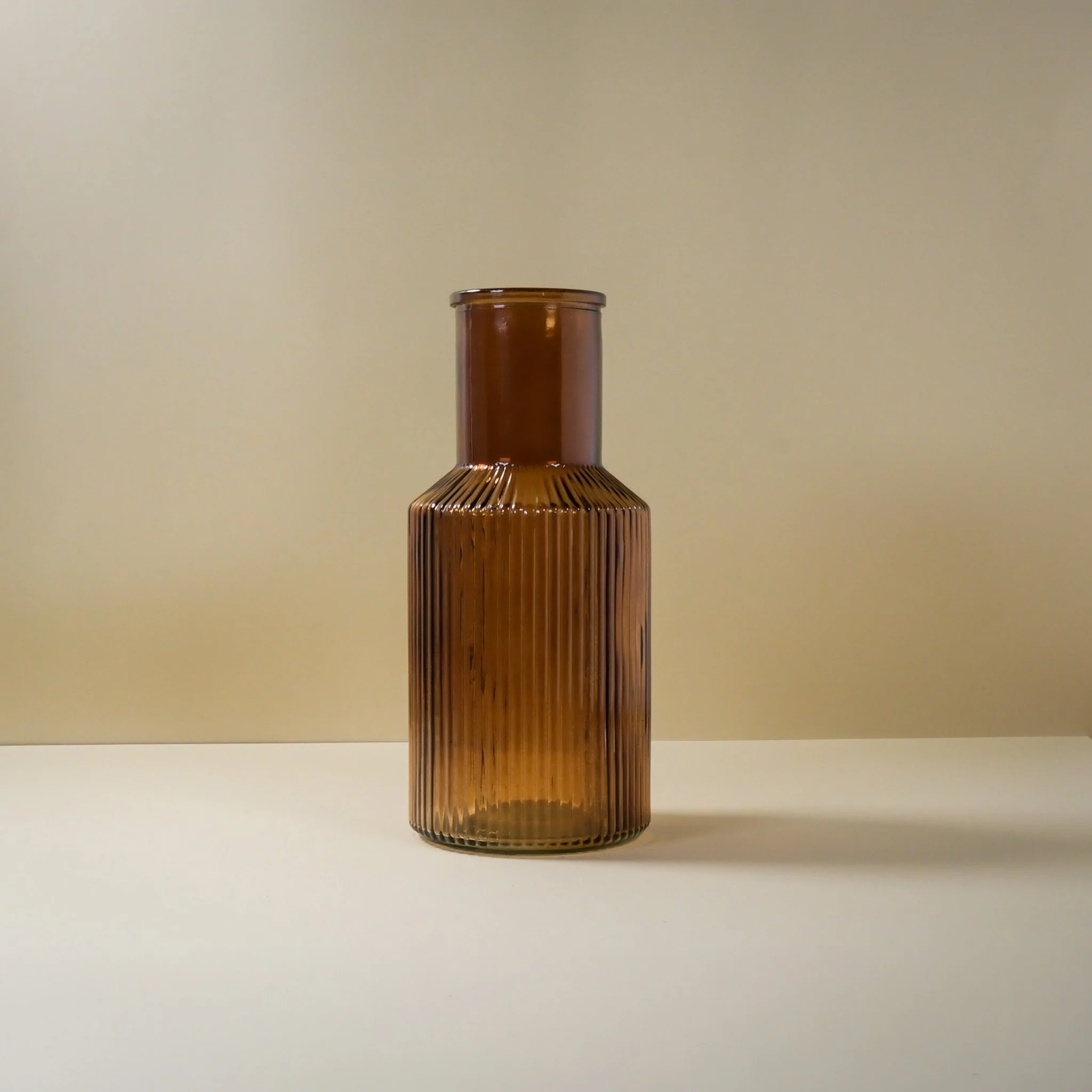 Amber Ribbed Vase