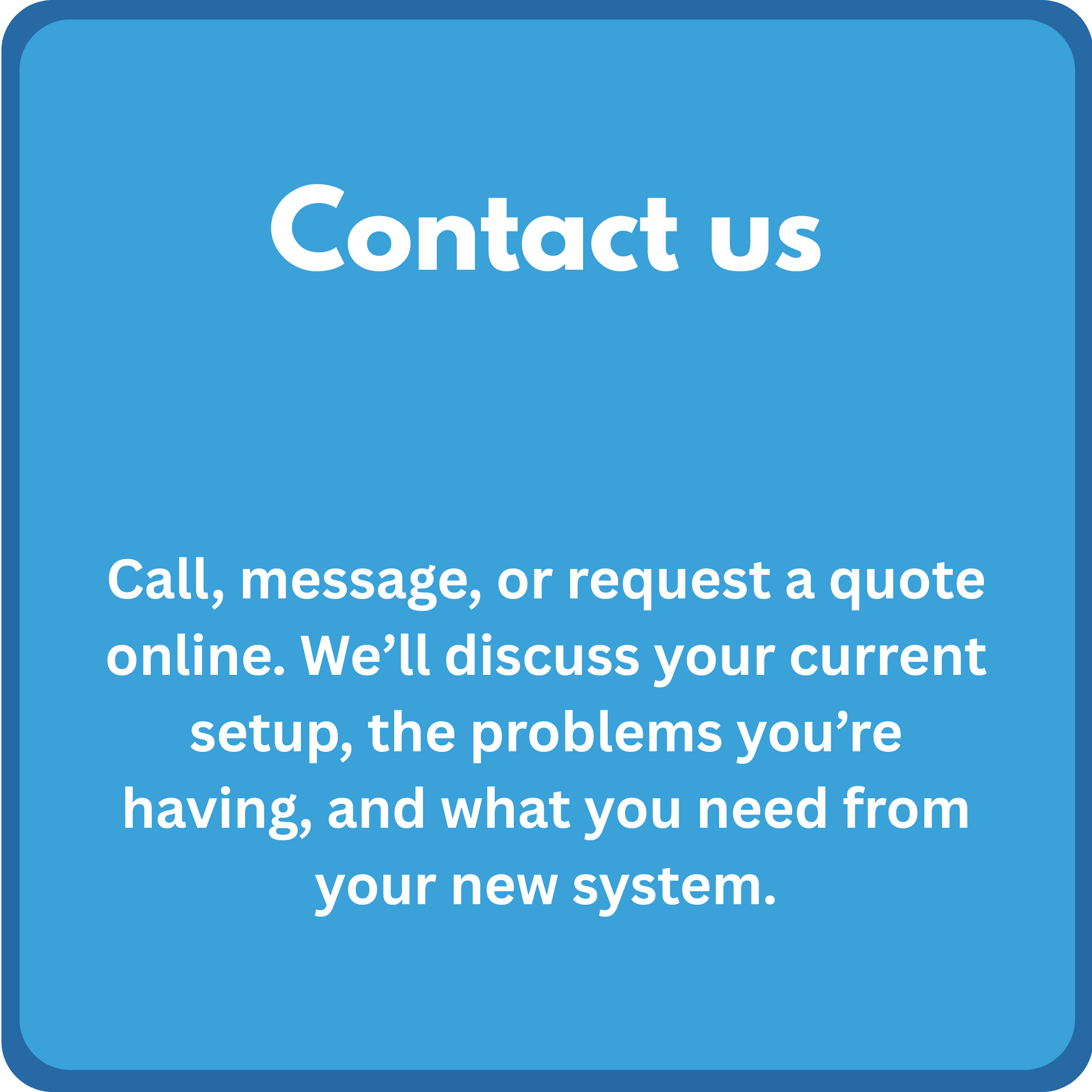 Blue contact us button with white text.