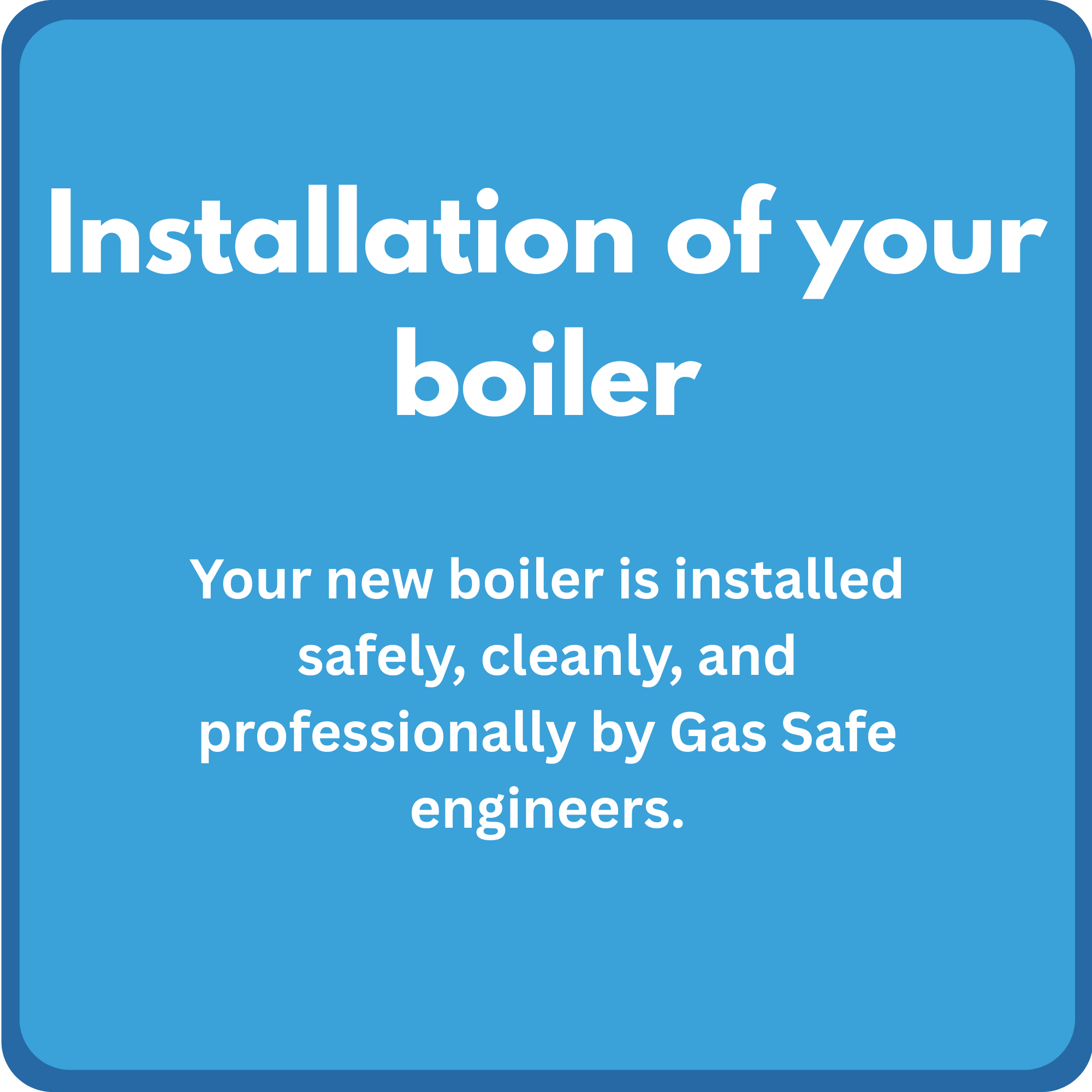 Blue hazard warning sign indicating installation of a boiler.