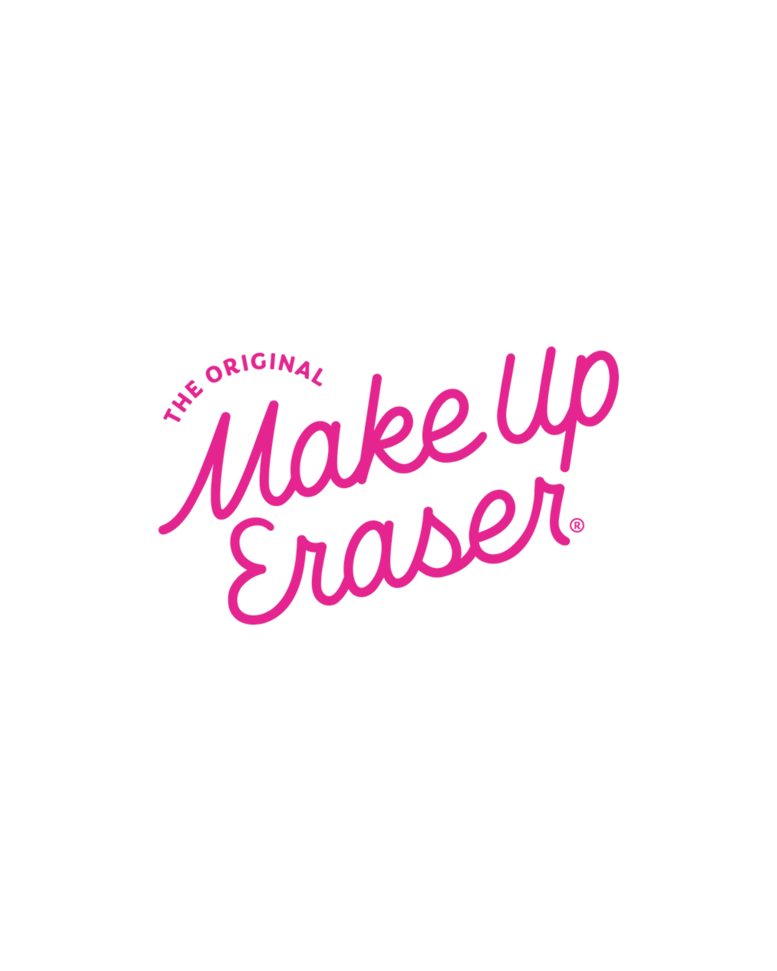 Part of a logo with the text "The Original Makeup Eraser" in pink cursive font on a white background.