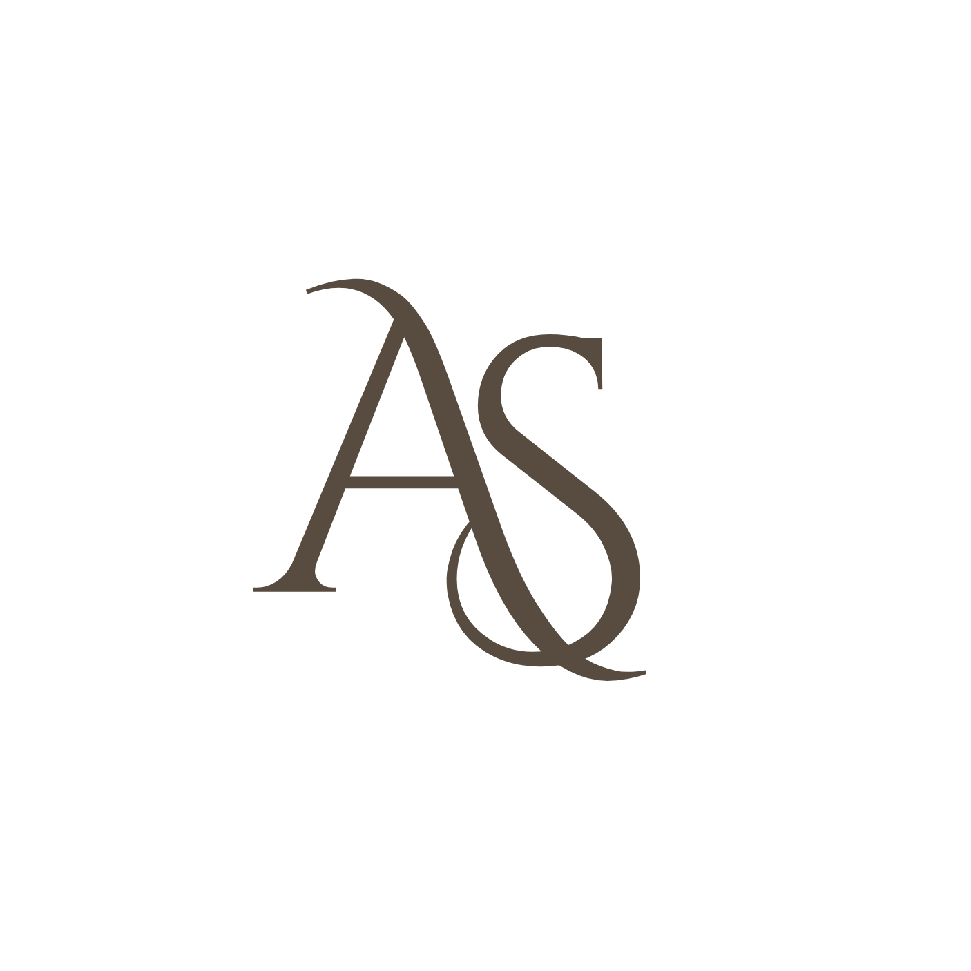 Black background with large, elegant serif letters 'A' and 'S' in brown.