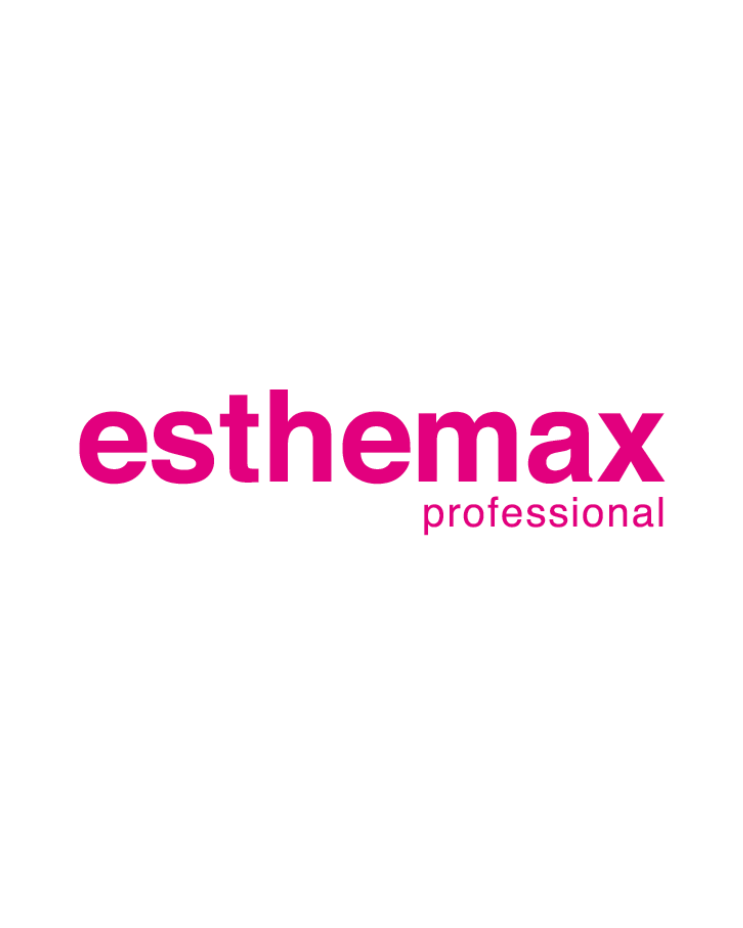 Pink text spelling 'esthemax' and 'professional' on a white background.