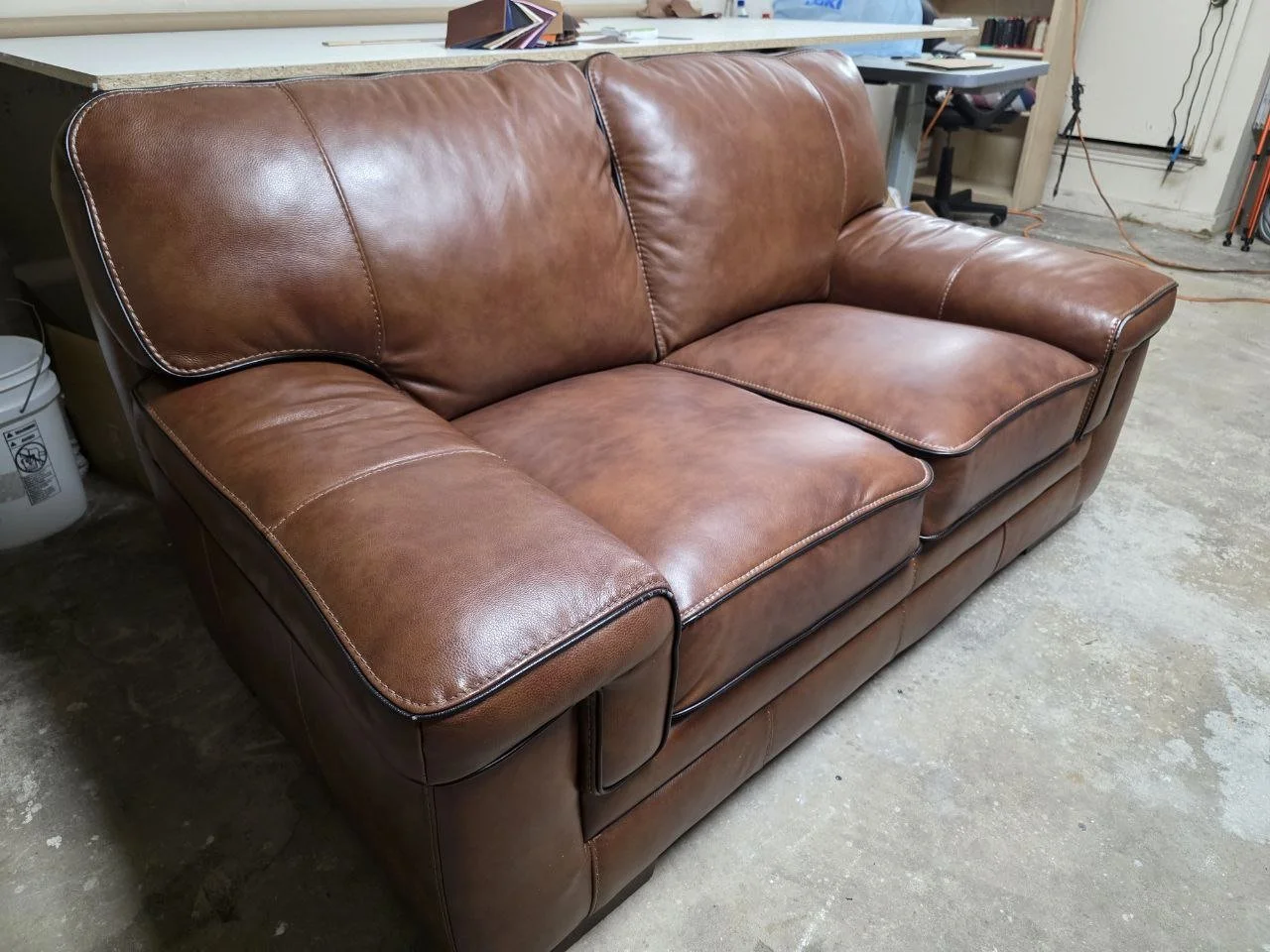 premium leather sofa reupholstered Dallas furniture upholstery