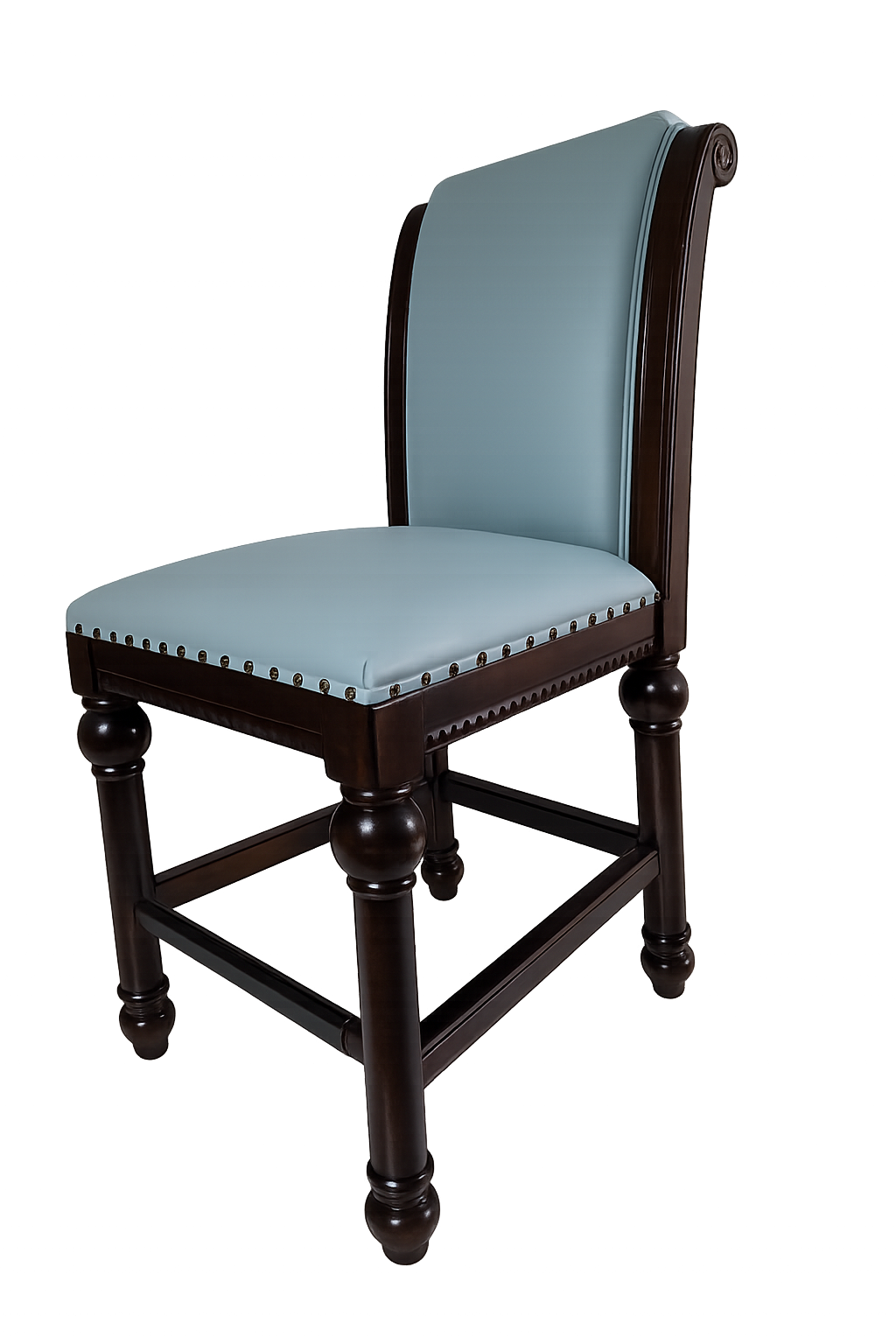 Traditional wood dining chair with custom upholstery in Dallas, Texas