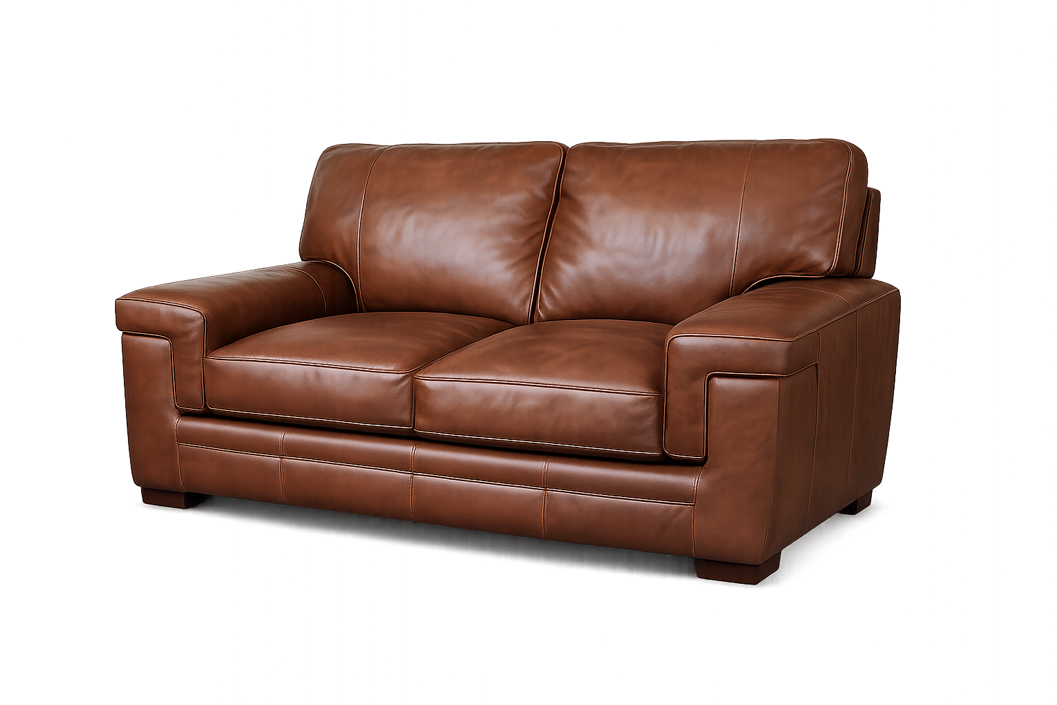 Custom brown leather loveseat showcasing professional furniture upholstery and leather restoration services in Dallas, Texas.