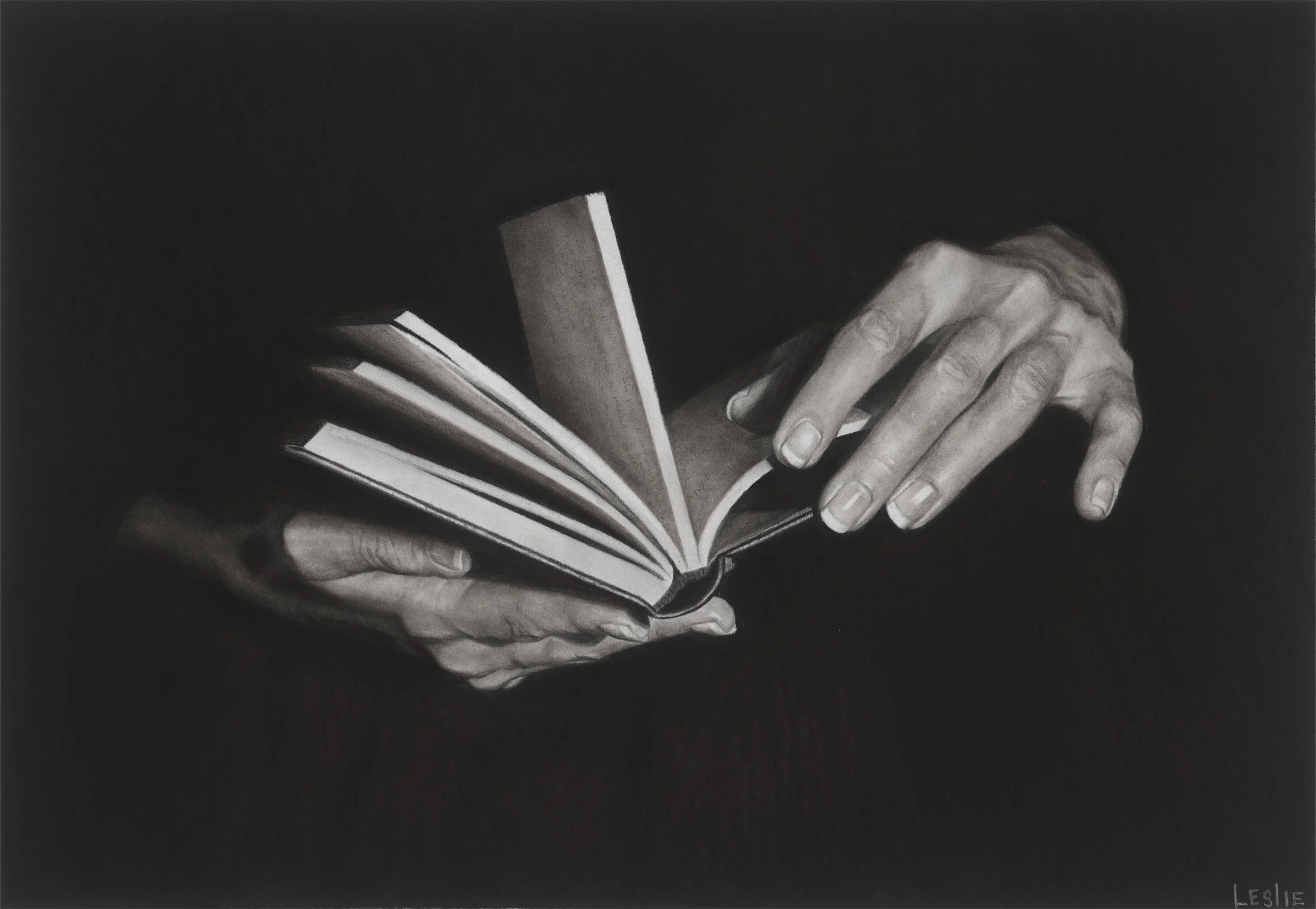 Beetween the lines, 2025. Charcoal on paper, 39x56.5 cm