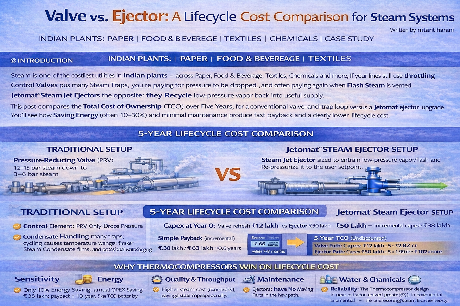 Valve vs. Ejector: A Lifecycle Cost Comparison for Steam Systems