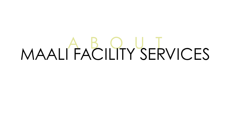 Text that says "About" in green and Maali Facility Services in black overlapping