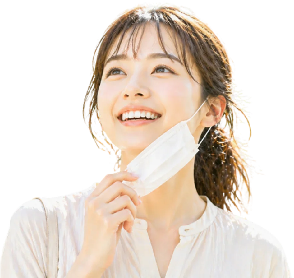 女性が笑顔