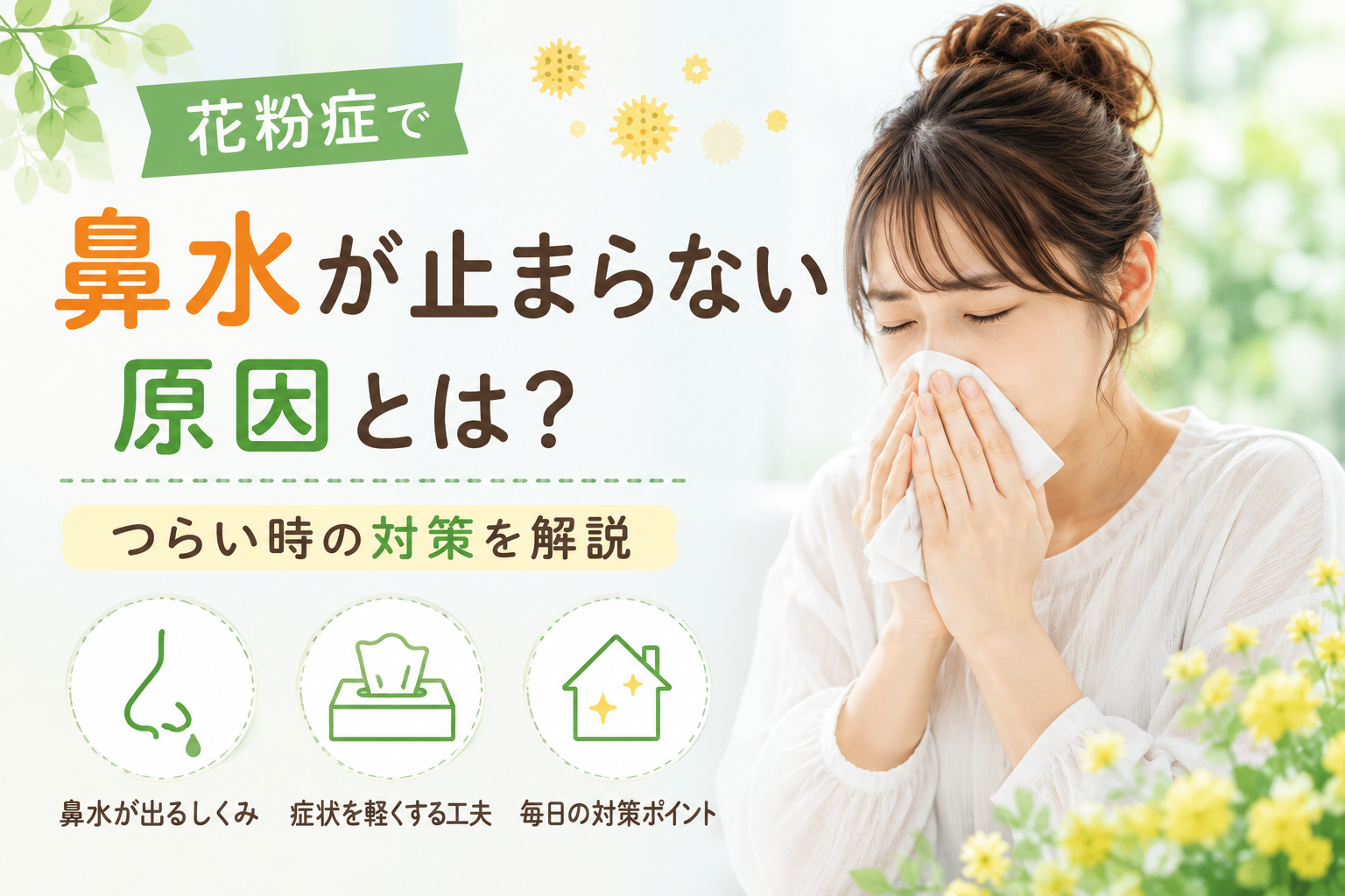 花粉症で鼻づまりが片方だけつらい原因とは？夜に悪化しやすい理由を解説