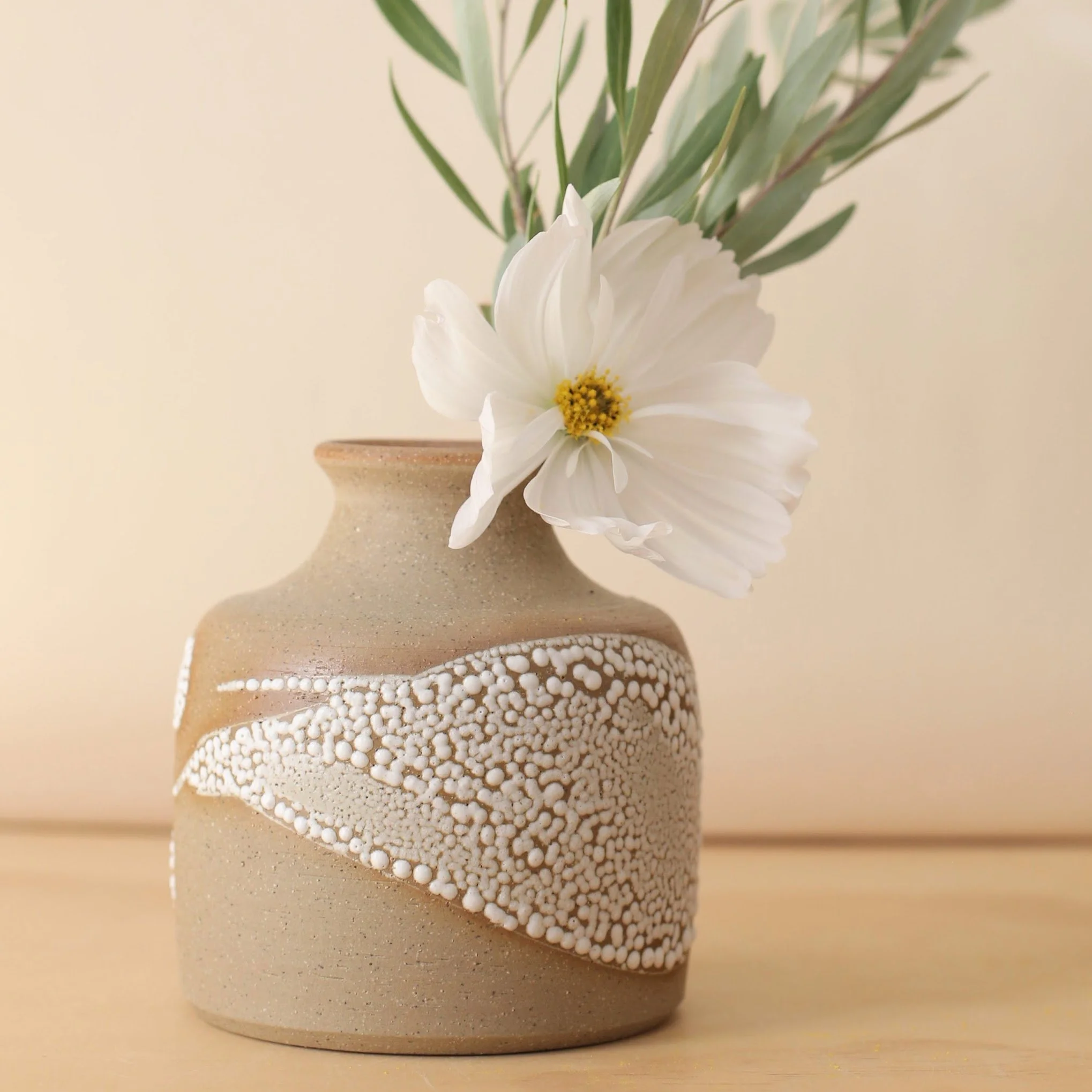 Earthy brown ceramic curve vase