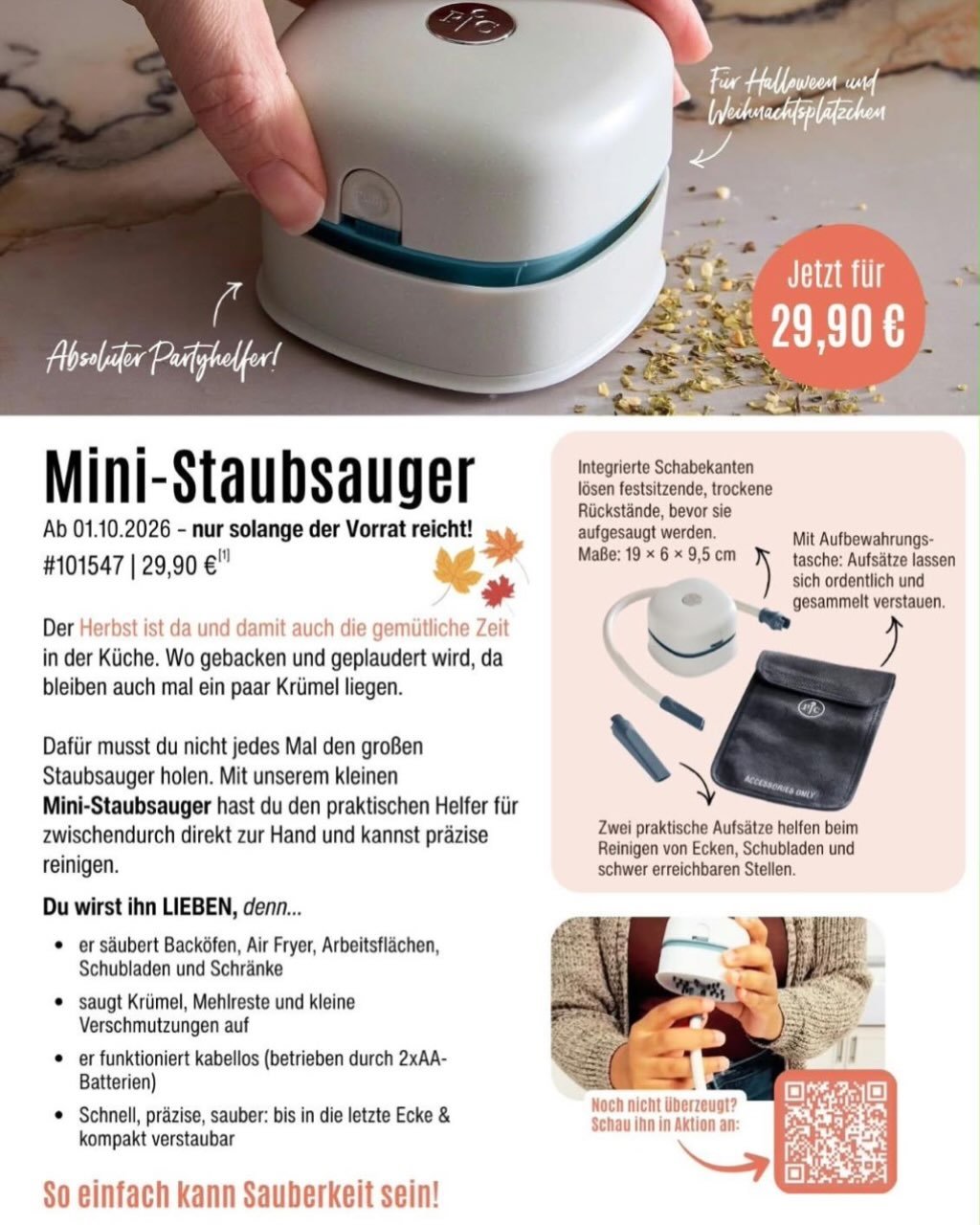 Werbung / Selbst&auml;ndige Pampered Chef&reg;️ Beraterin  Nur solange der Vorrat reicht, gibt es diesen kleinen Minisauger f&uuml;r die K&uuml;chen um Br&ouml;sel oder mal in der Schublade mal kleine Kr&uuml;mmel aufzusaugen. Schickt mir gerne eine 