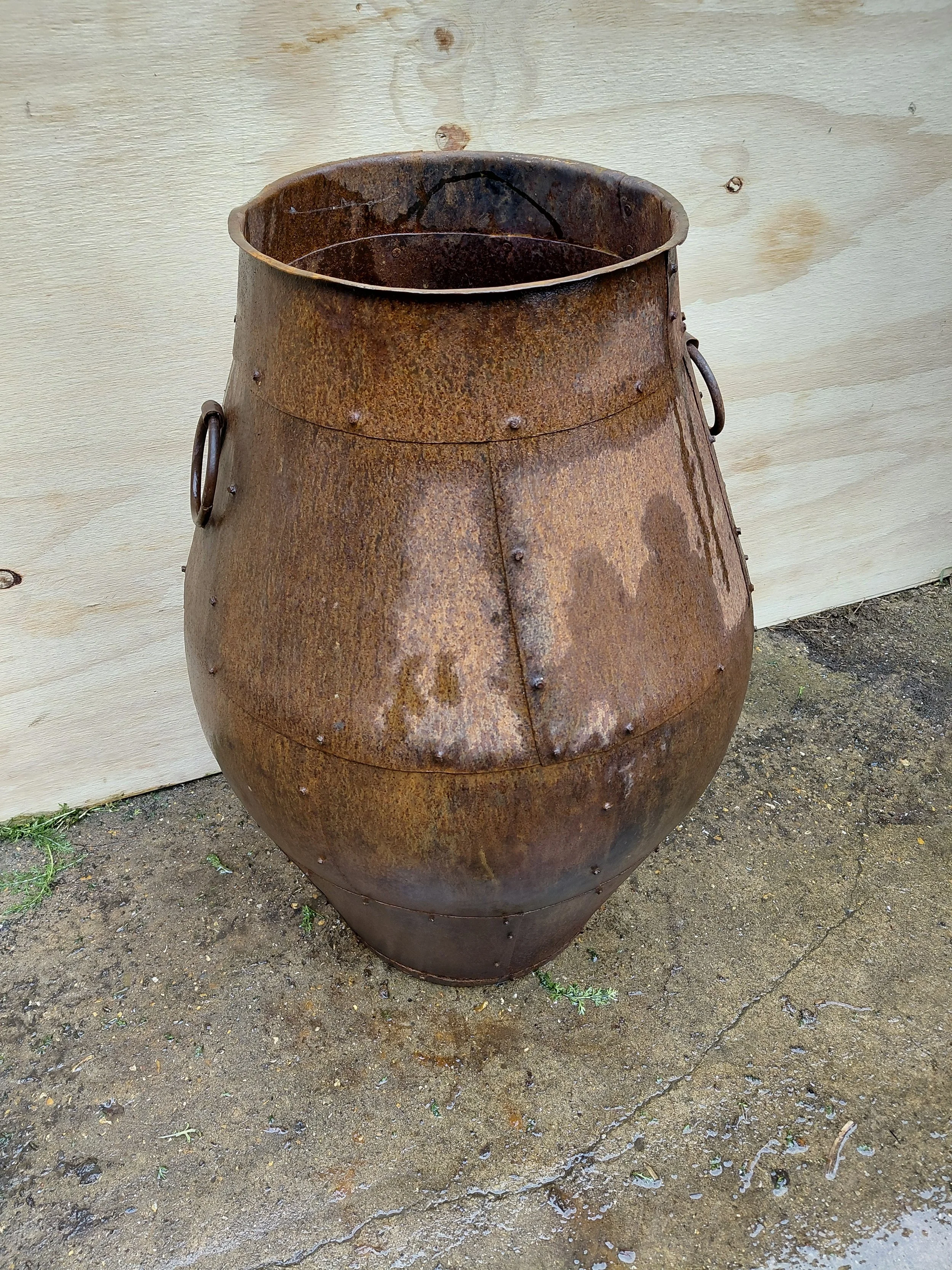 Metal Riveted Urn