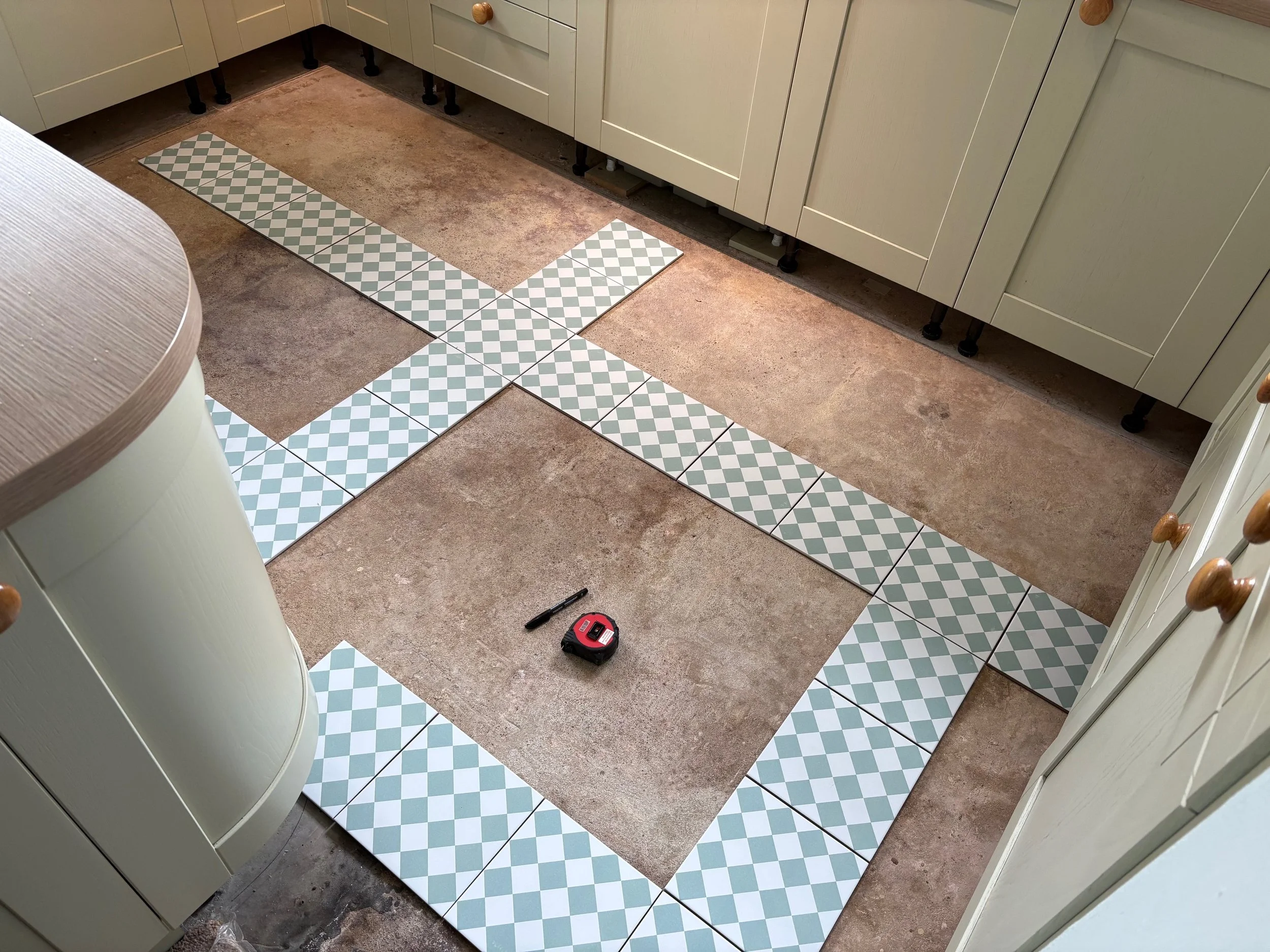 Measuring out to ensure there's no strange cuts or odd finishes