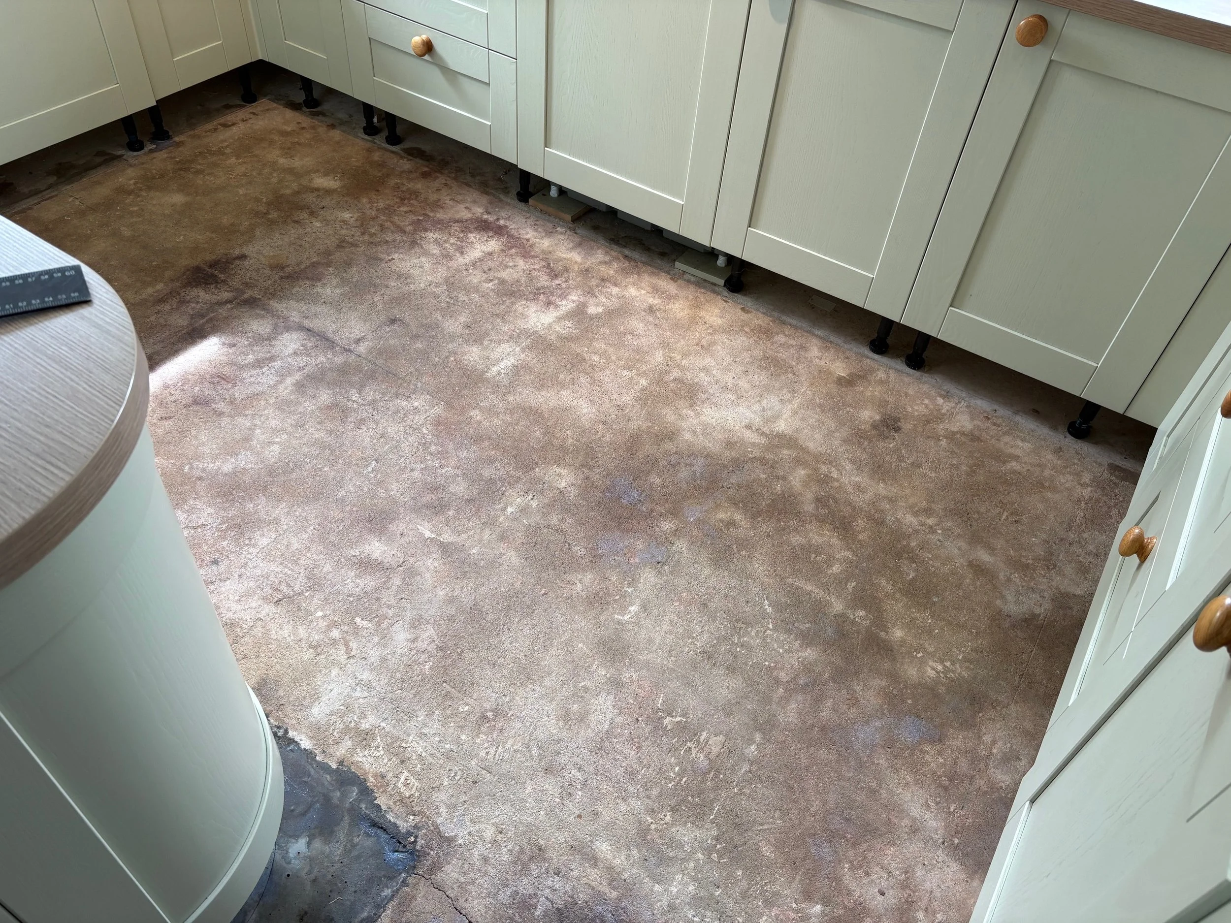 Original flooring and kickboards removed