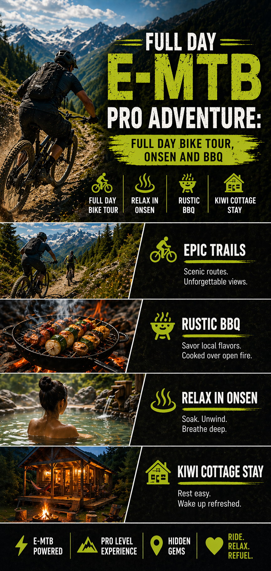 Full Day E-MTB Pro Adventure: Full day bike tour, Onsen and BBQ