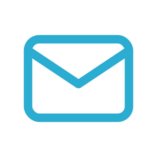 E-Mail-Icon in blauer Kontur auf schwarzem Hintergrund