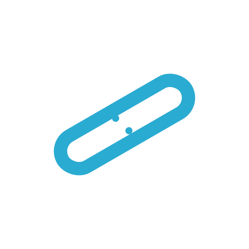 Ein blaues Büroklammer-Symbol auf schwarzem Hintergrund.