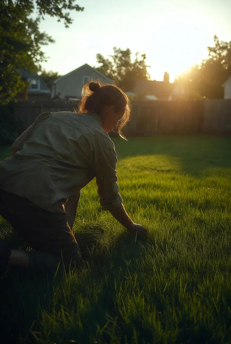 Kate working on a lawn - Next Level Turf Care
