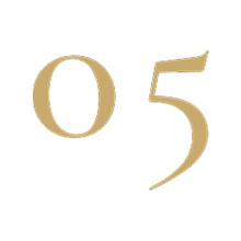 The image shows the numbers 0 and 5 in gold on a black background.