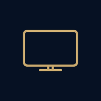Simple illustration of a television screen with a beige border on a dark background.