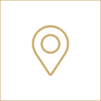 Simple gold location pin icon on a black background.
