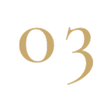 Stylized number 03 on a black background