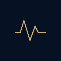 A gold heartbeat or electrocardiogram line on a dark blue background.