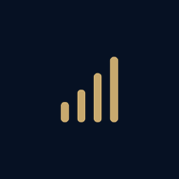 Stylized gold bar graph icon on dark blue background
