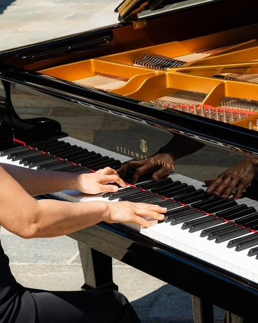 Close  up shot of pianist Winnie Wen playing at Piano City, Portrait Milano
