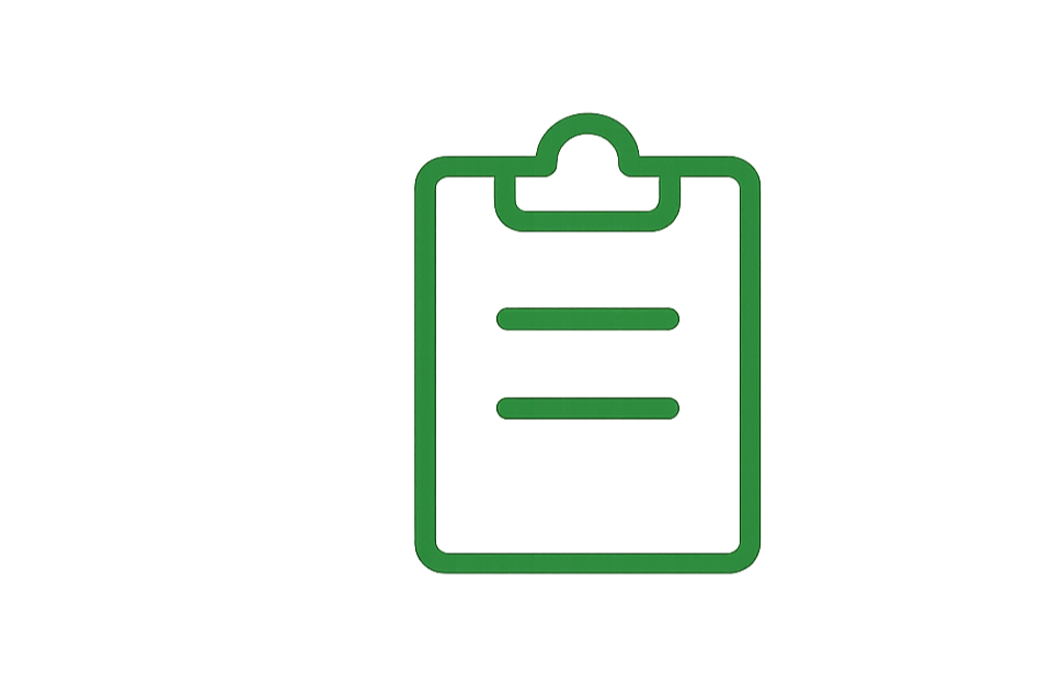 Grüne Umsetzungs-Illustration eines Formulars oder Dokuments auf einer Website.