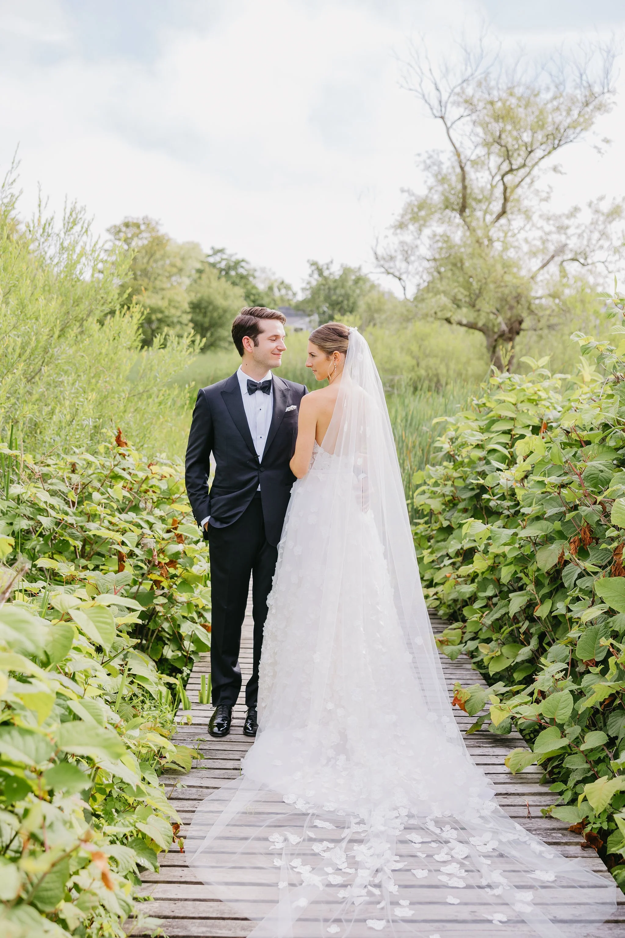 Wedding portrait in the Nantucket Lily Pond