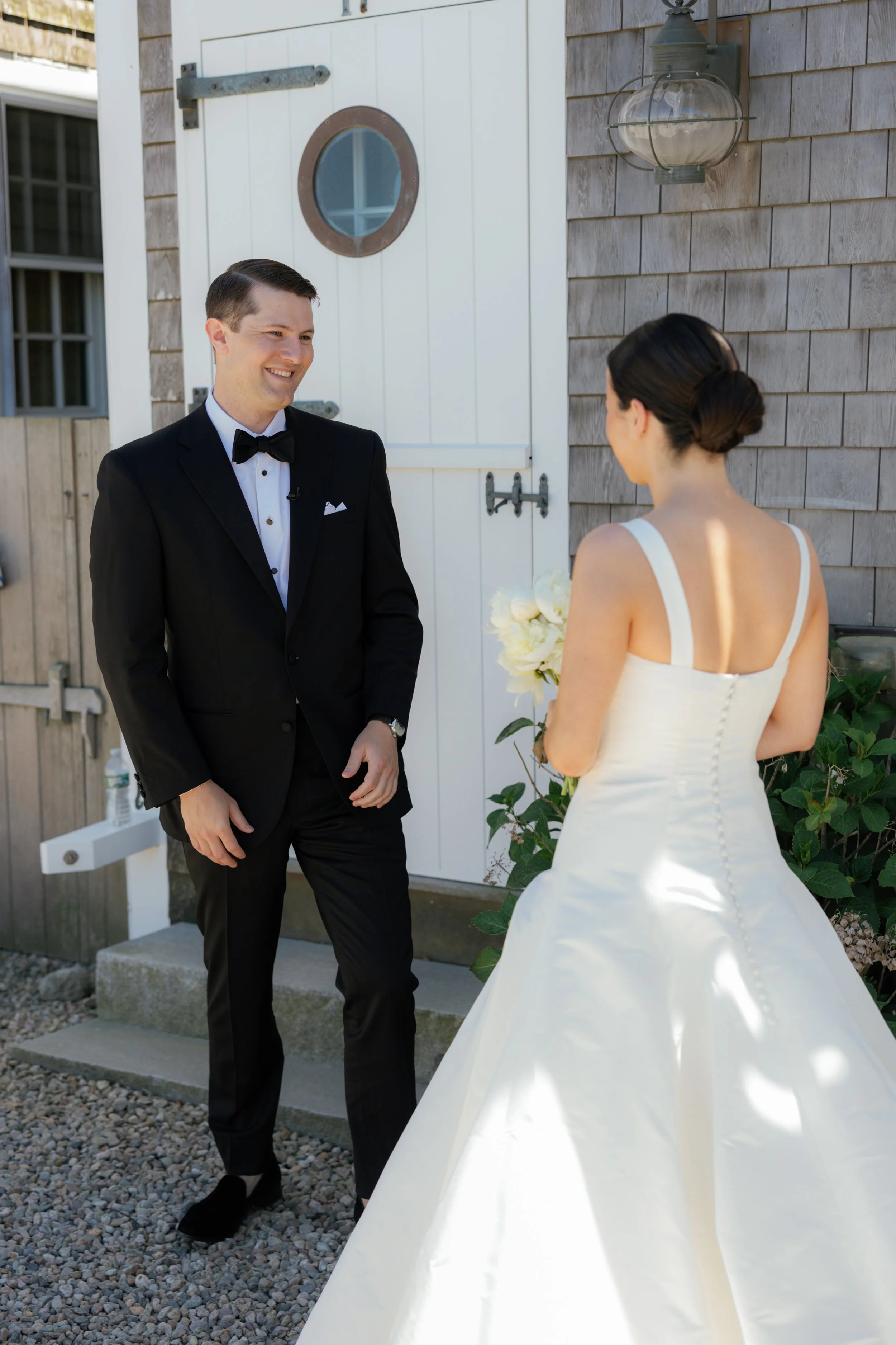 first look on Nantucket Wedding
