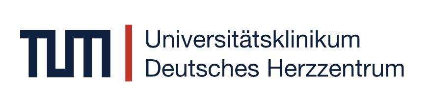 Logo of Universitätsklinikum Deutsches Herzzentrum with blue text and red vertical line.