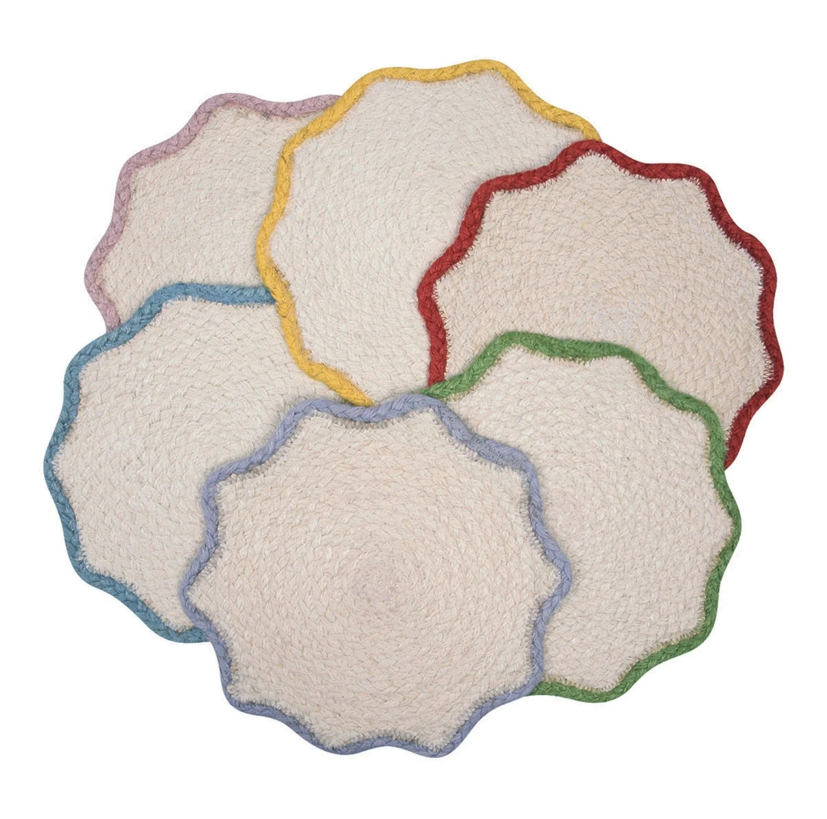 Set of 6 Colourful Placemats in a Basket