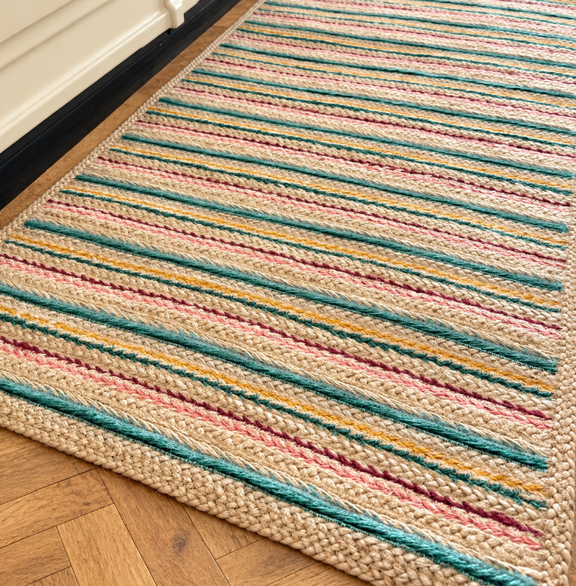 Ikat Stripe Runner Jute Rug