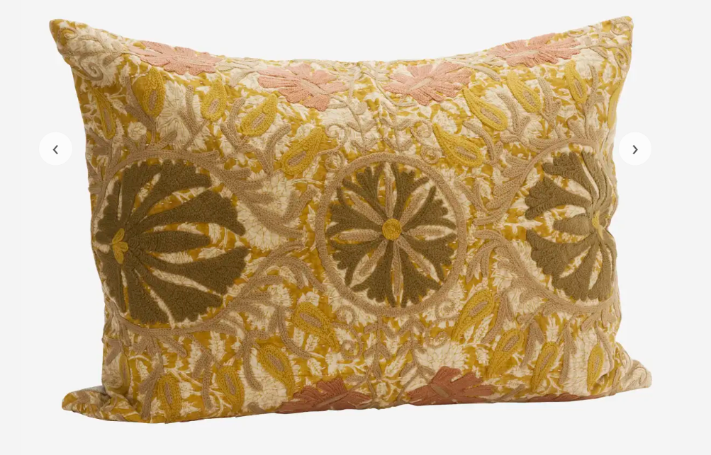 Embroidered Yellow Floral Cushion