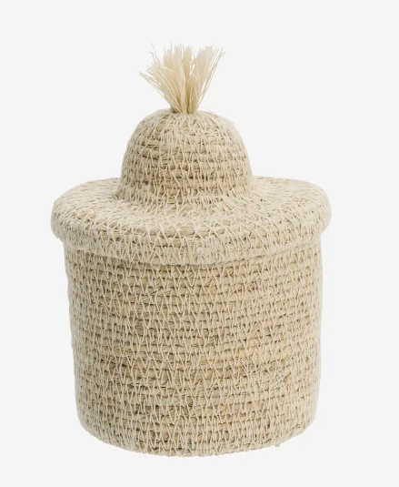 Off-White Storage Basket with Lid