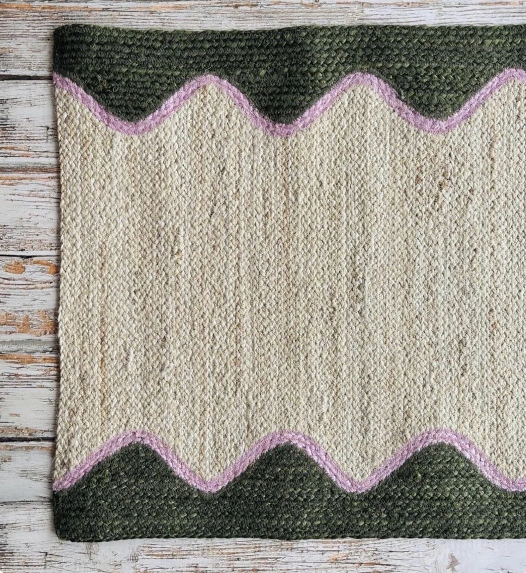 Olive Wave Jute Rug