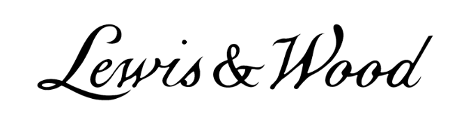 Text says "Lewis & Wood" in black cursive font.