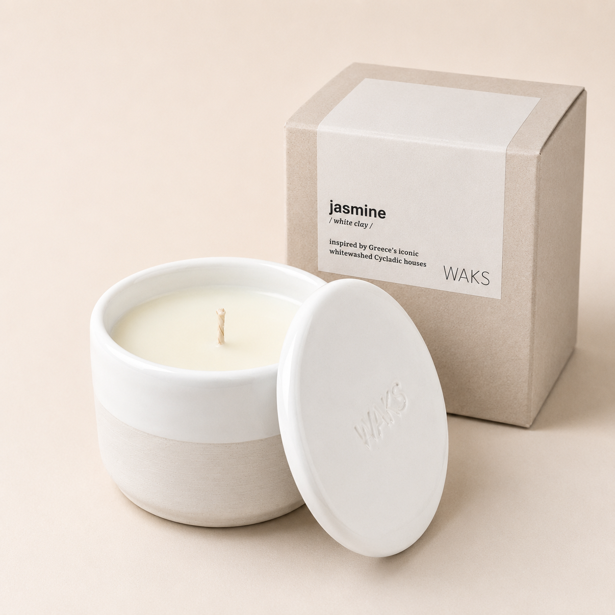 White Clay Candle in Jasmine