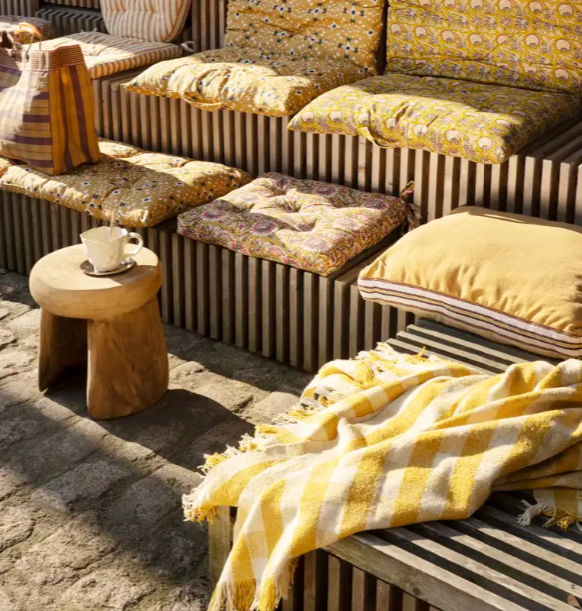 Mustard Embroidered Edge Cushion
