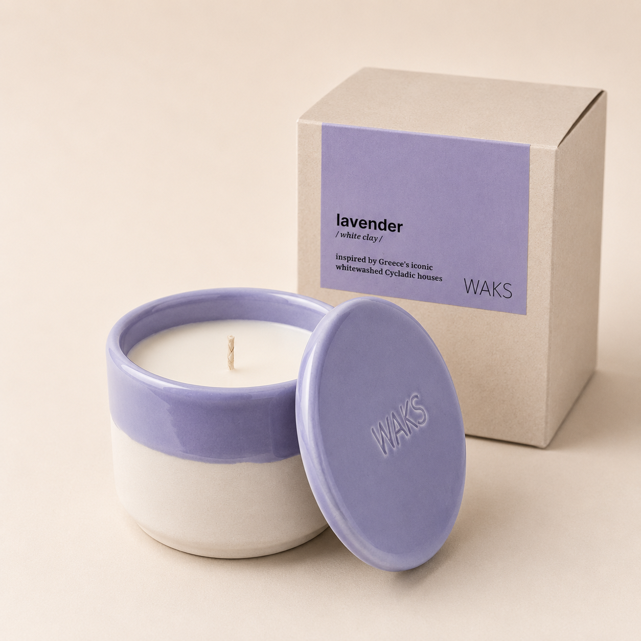 White Clay Candle in Lavender