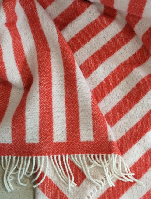Coudre Berlin Stripe Tomatoe/ White Wool Blanket