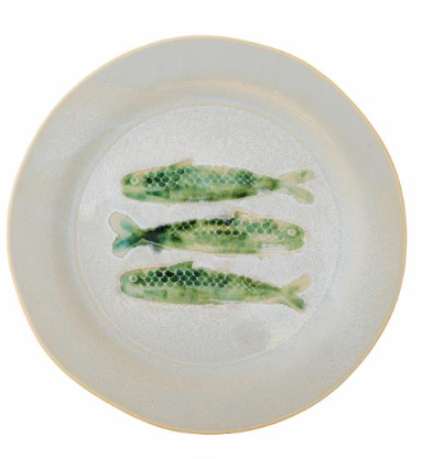 Green & Beige Fish Plate