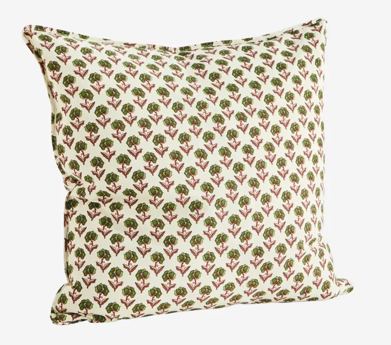 Lilac and Green Block Print Cushion